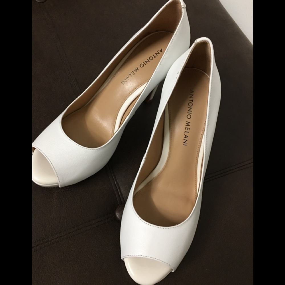 Antonio Milani white open toe heels